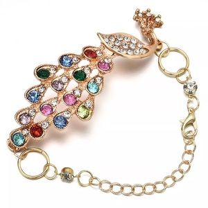 Colorful rhinestone crystal peacock bracelet